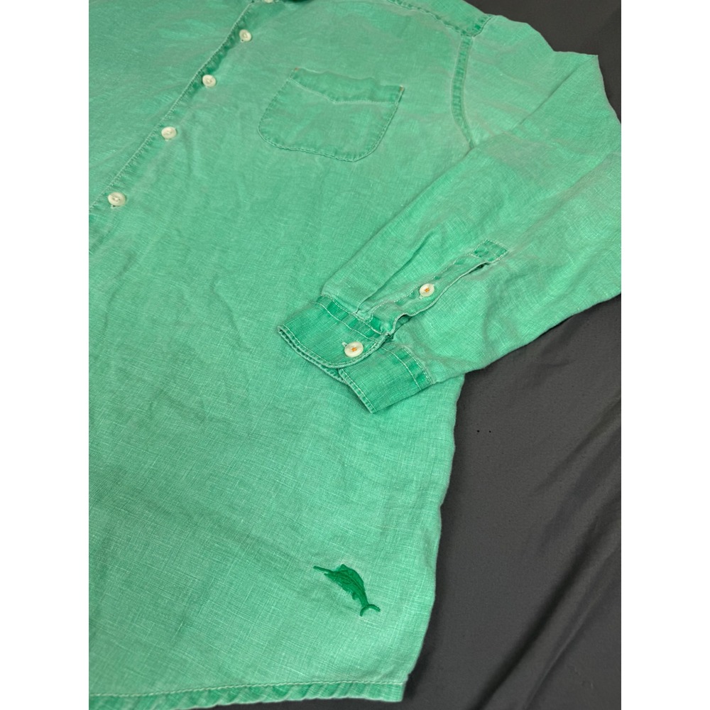 Tommy Bahama Relax Mens XXL Green 100% Linen Long Sleeve Button Up Shirt‎ - Picture 8 of 16